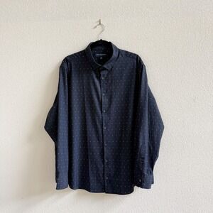 Mizzen Main Dress Shirt Mens XL Navy Blue Leeward Micro Dot Performance